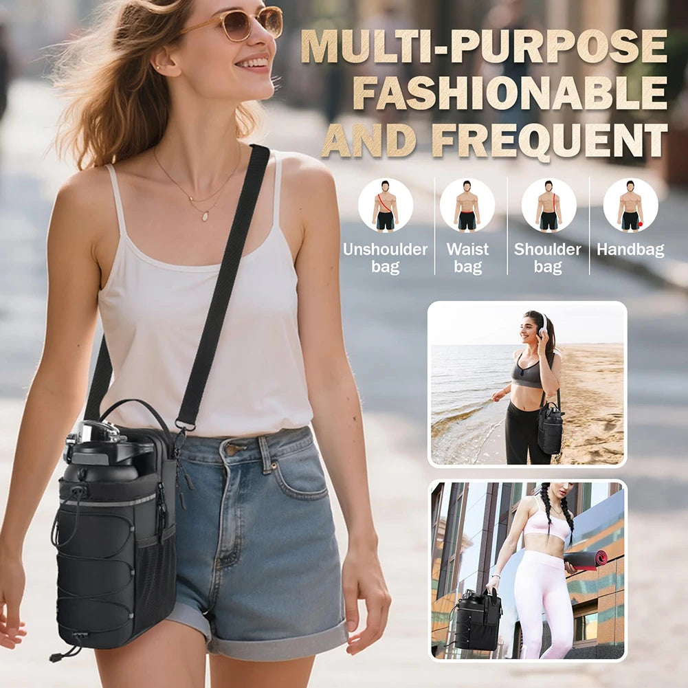 Fibonacci Magnetic Crossbody Gym Bag - Premium Bottle Holder with Phone Pocket