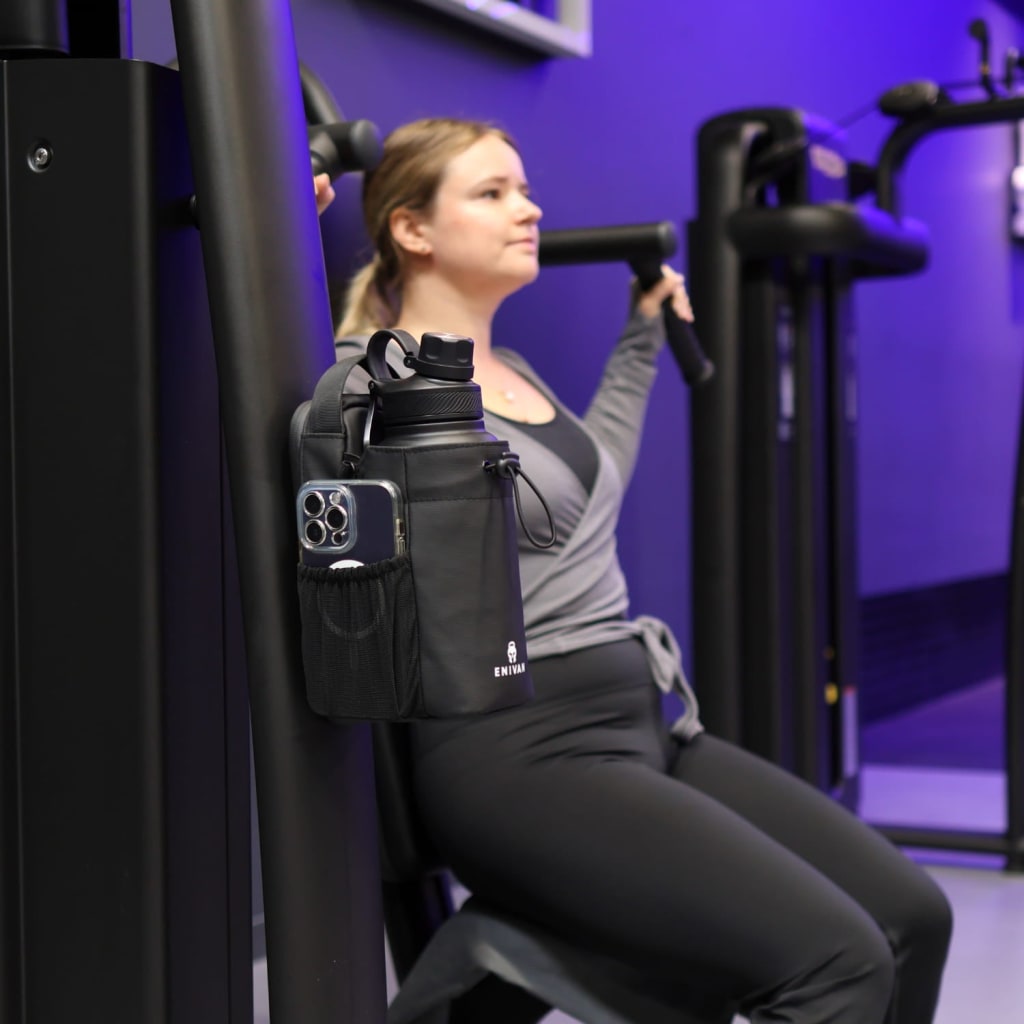 Enivan Black Magnetic Gym Bag with Bottle Holder - Water-Repellent & Ultra-Lightweight