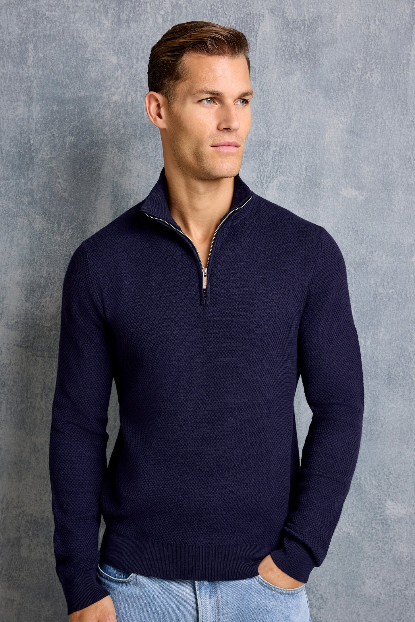 THE FABIO QUARTER ZIP SWEATER BLACK