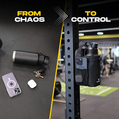 Enivan Black Magnetic Gym Bag with Bottle Holder - Water-Repellent & Ultra-Lightweight