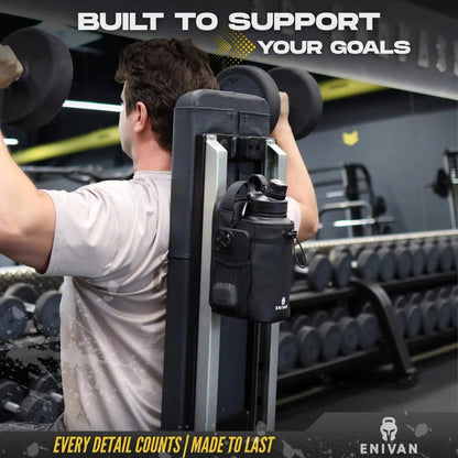 Enivan Black Magnetic Gym Bag with Bottle Holder - Water-Repellent & Ultra-Lightweight
