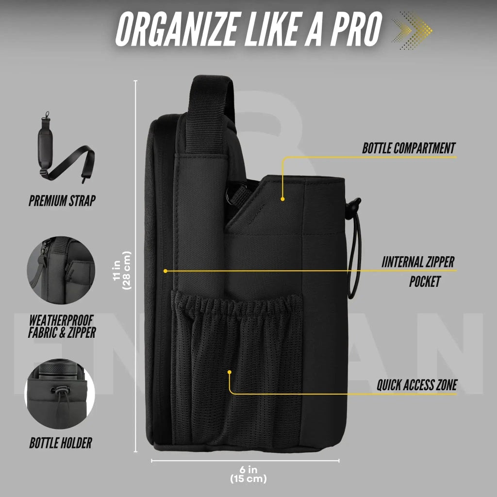 Enivan Black Magnetic Gym Bag with Bottle Holder - Water-Repellent & Ultra-Lightweight