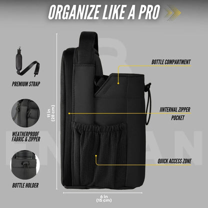 Enivan Black Magnetic Gym Bag with Bottle Holder - Water-Repellent & Ultra-Lightweight