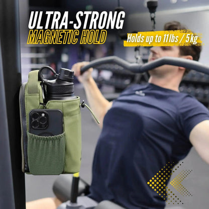Enivan Green Magnetic Gym Bag with Bottle Holder - Water-Repellent & Ultra-Lightweight