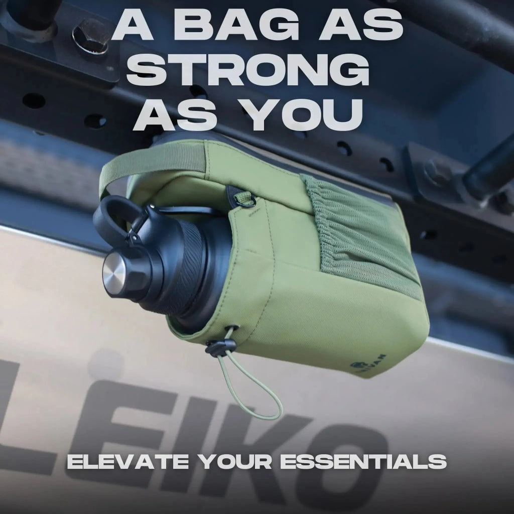 Enivan Green Magnetic Gym Bag with Bottle Holder - Water-Repellent & Ultra-Lightweight