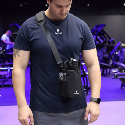 Enivan Black Magnetic Gym Bag with Bottle Holder - Water-Repellent & Ultra-Lightweight