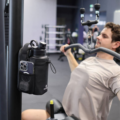 Enivan Black Magnetic Gym Bag with Bottle Holder - Water-Repellent & Ultra-Lightweight