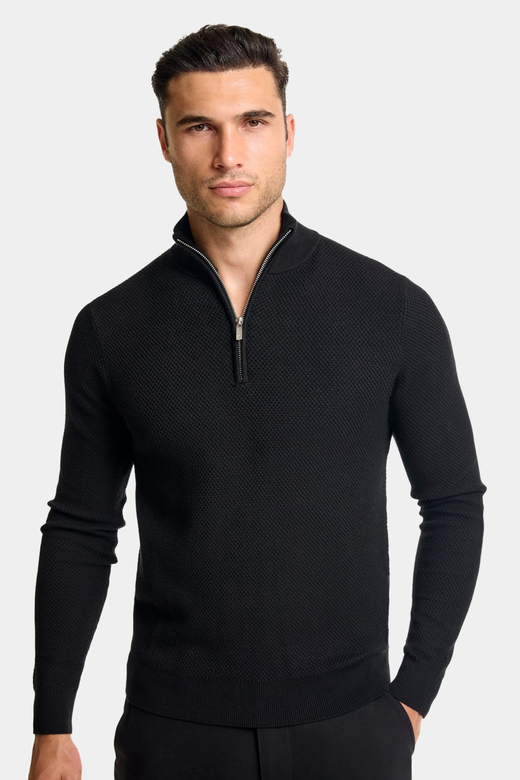 THE FABIO QUARTER ZIP SWEATER BLACK