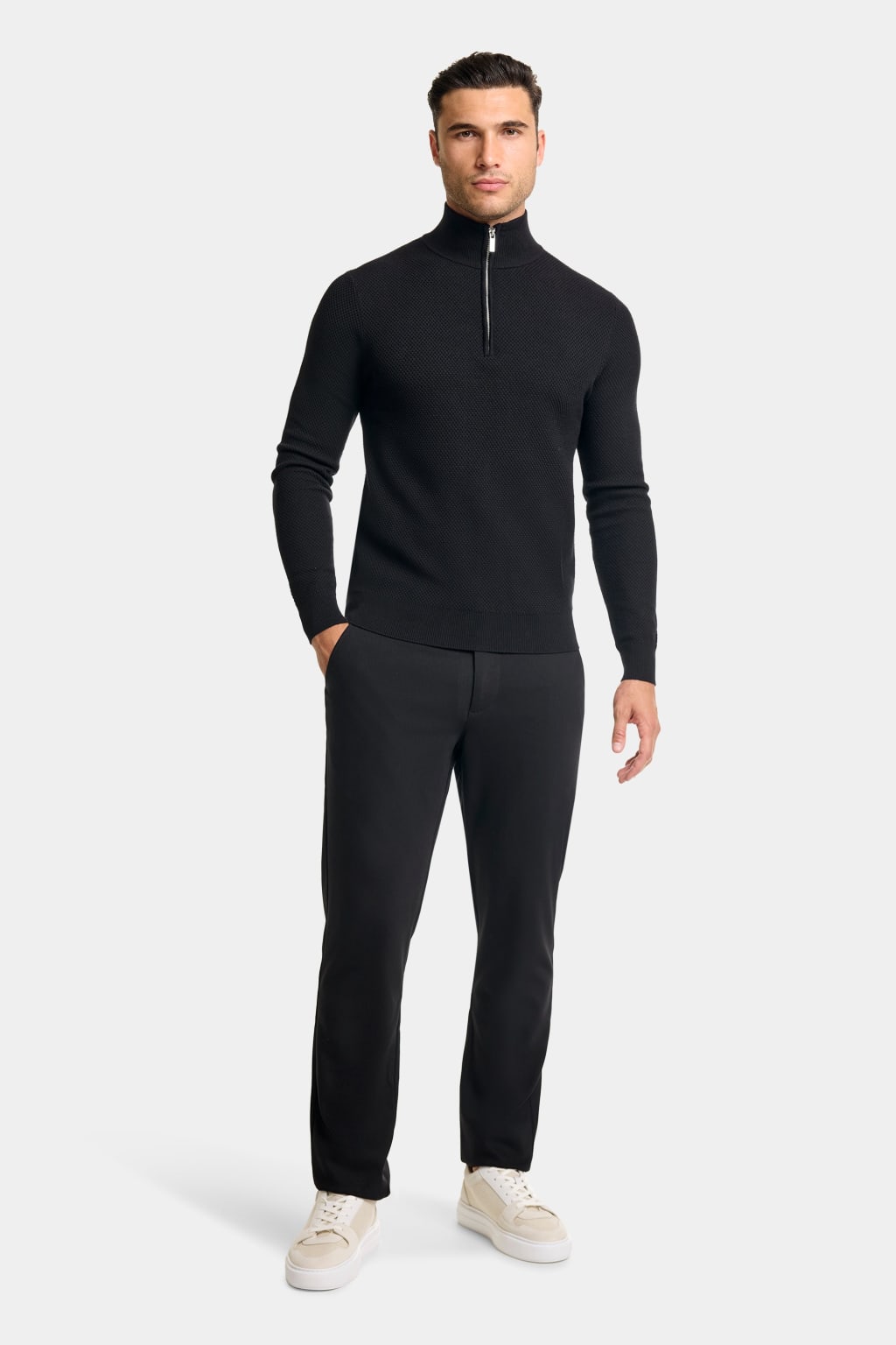 THE FABIO QUARTER ZIP SWEATER BLACK