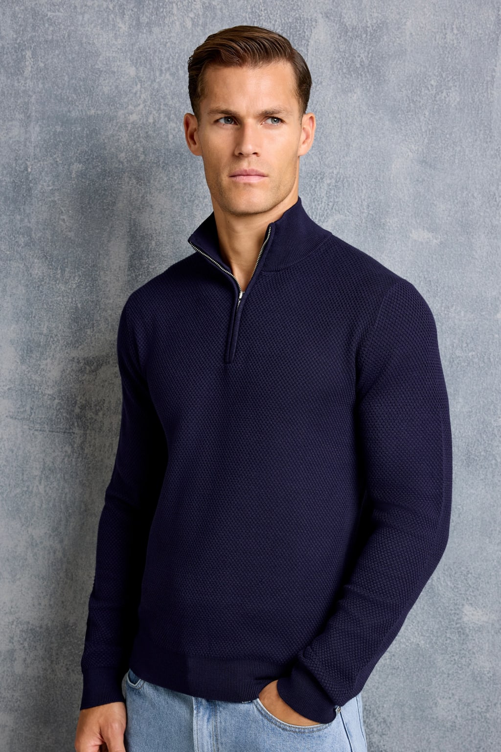 THE FABIO QUARTER ZIP SWEATER BLACK